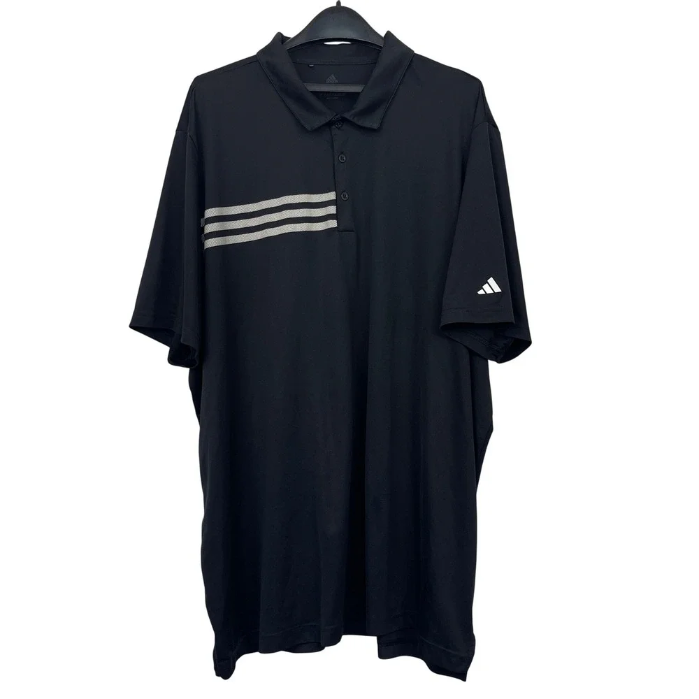 (Lot of 2) Adidas 3-Stripe Golf Polo Shirt Mens 4XL‎ Climalite Black Performance